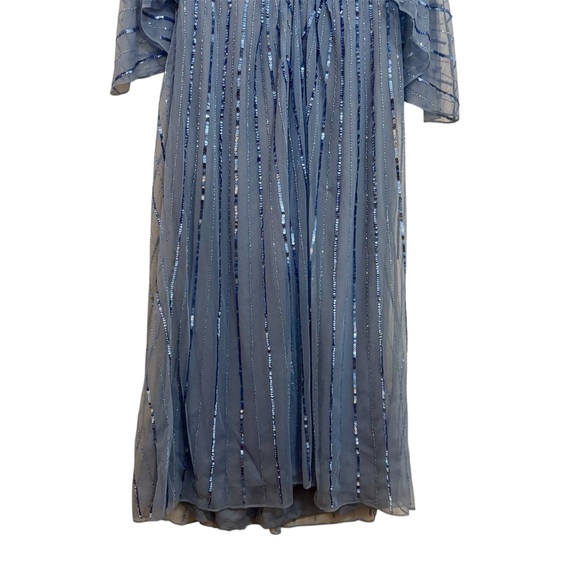 MAC DUGGAL Beaded Striping Kimono Sleeve V Neck Dress - Picture 6 of 14